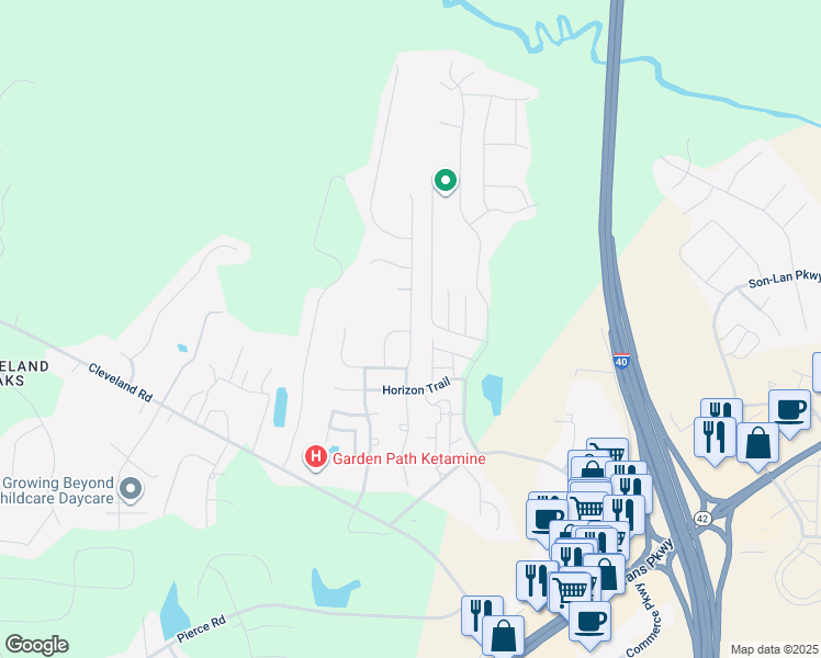 map of restaurants, bars, coffee shops, grocery stores, and more near 149 Outwater Ridge Drive in Garner