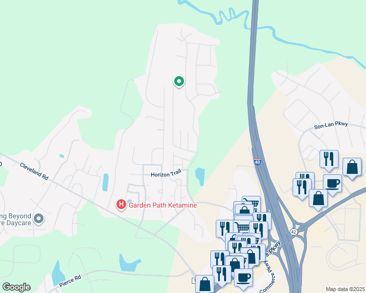 map of restaurants, bars, coffee shops, grocery stores, and more near 8 Heron Point Way in Garner