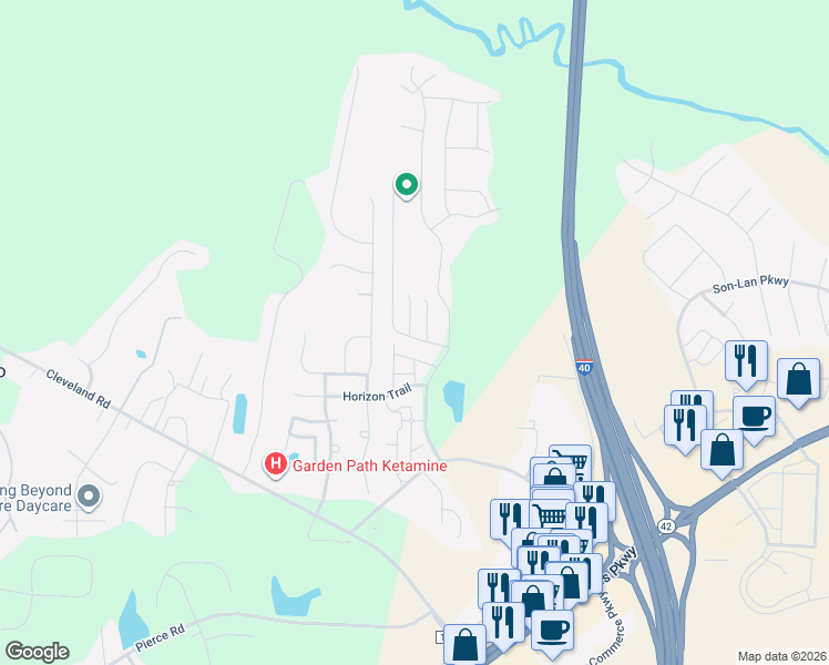 map of restaurants, bars, coffee shops, grocery stores, and more near 8 Heron Point Way in Garner