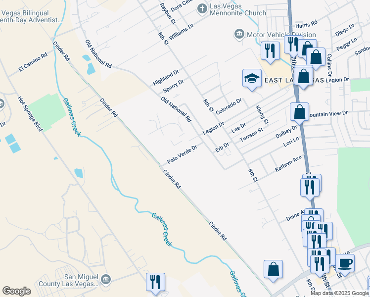 map of restaurants, bars, coffee shops, grocery stores, and more near 947 Old National Road in Las Vegas