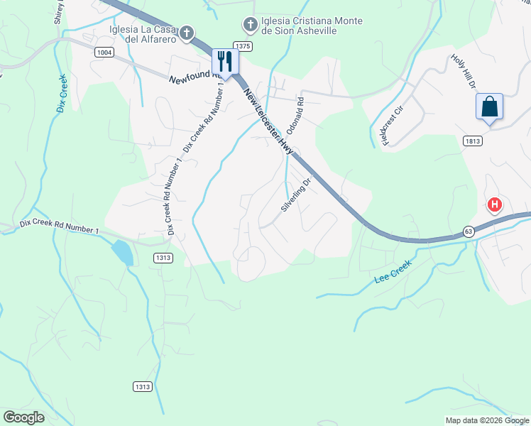 map of restaurants, bars, coffee shops, grocery stores, and more near 26 Azure Sage Way in Asheville