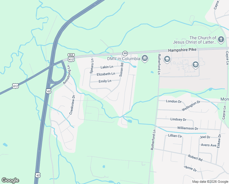 map of restaurants, bars, coffee shops, grocery stores, and more near 1924 Susan Road in Columbia