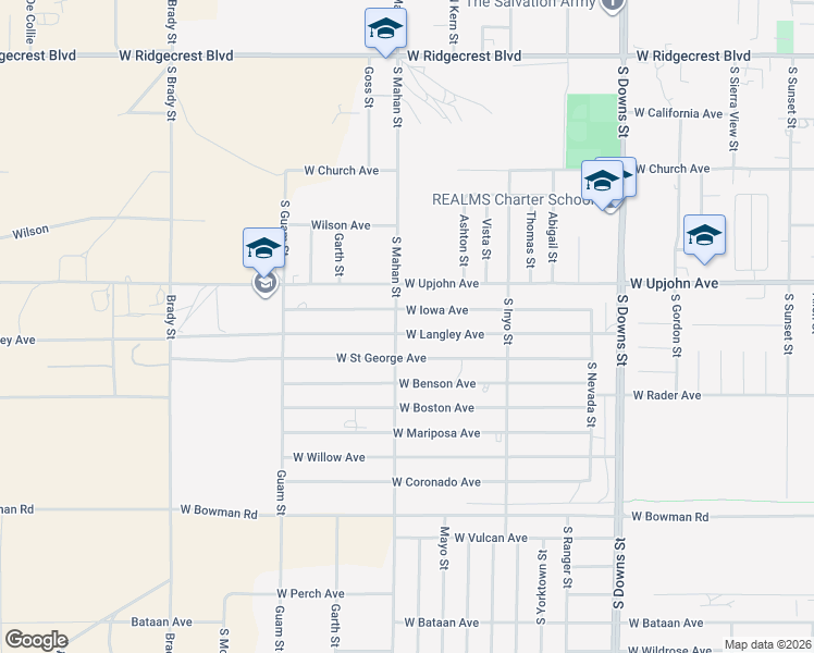 map of restaurants, bars, coffee shops, grocery stores, and more near 636 Randall Street in Ridgecrest