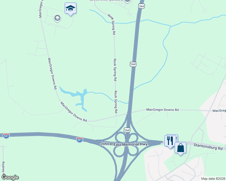 map of restaurants, bars, coffee shops, grocery stores, and more near 744-1146 Rock Spring Rd in Greenville
