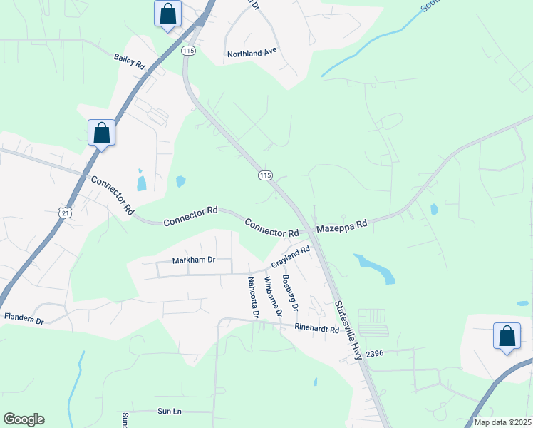 map of restaurants, bars, coffee shops, grocery stores, and more near 2174 Statesville Highway in Mooresville