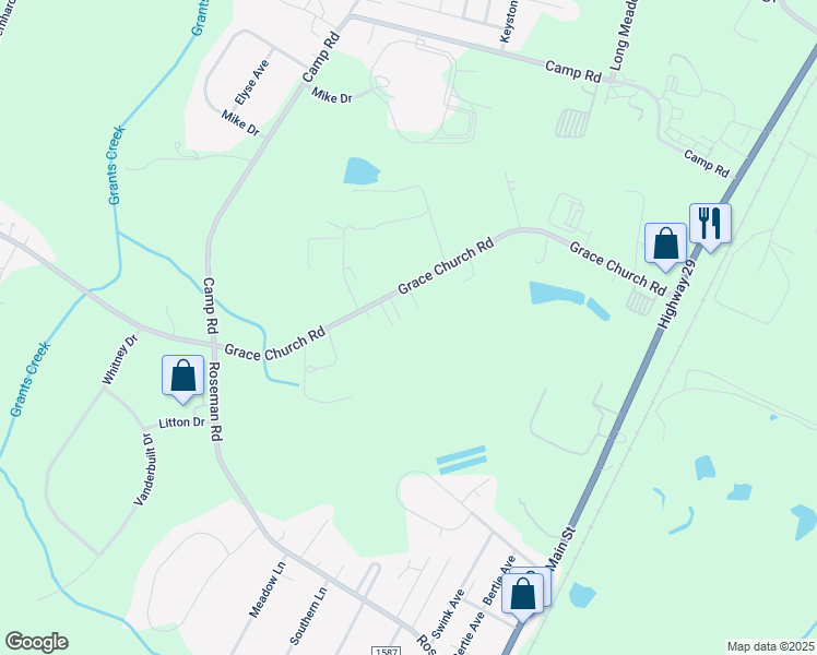 map of restaurants, bars, coffee shops, grocery stores, and more near 929 Grace Church Road in Salisbury