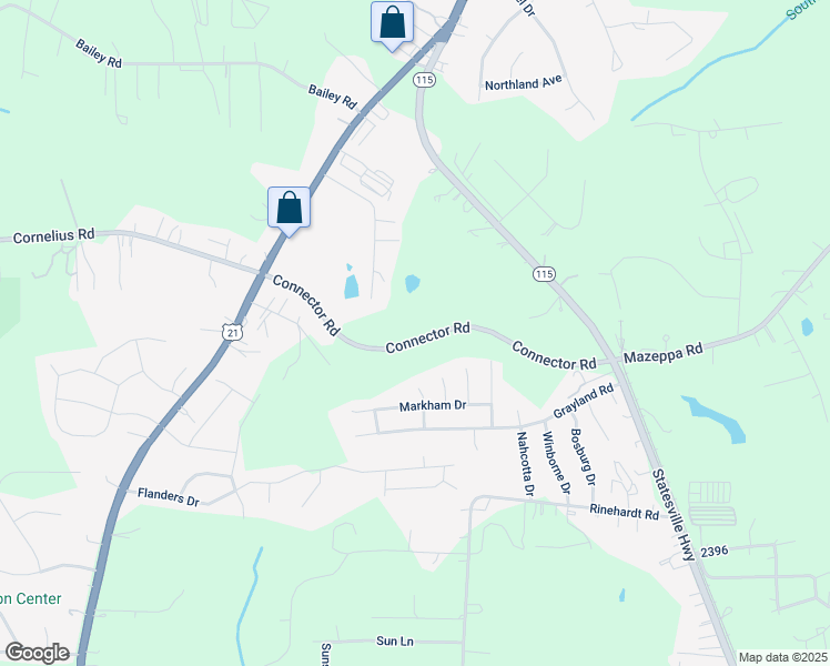map of restaurants, bars, coffee shops, grocery stores, and more near Statesville Highway in Mooresville
