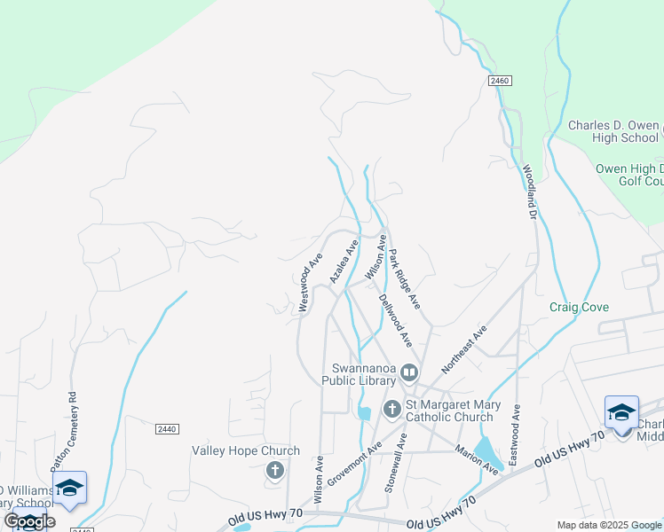 map of restaurants, bars, coffee shops, grocery stores, and more near 105 Azalea Avenue in Swannanoa