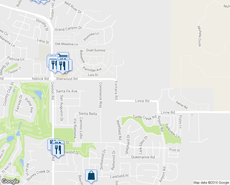 map of restaurants, bars, coffee shops, grocery stores, and more near 1601 Fontana Road in Paso Robles