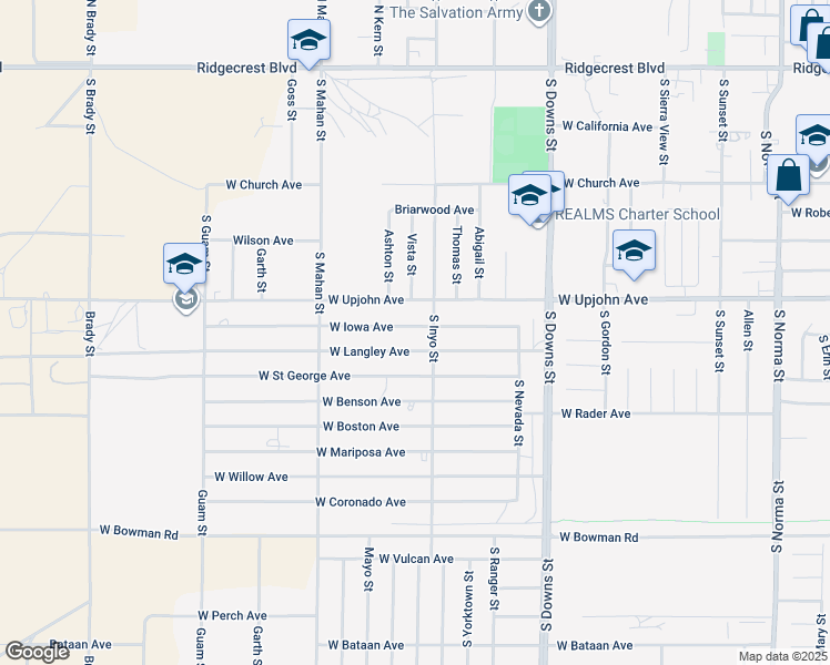 map of restaurants, bars, coffee shops, grocery stores, and more near 1113 West Iowa Avenue in Ridgecrest