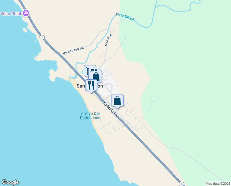 map of restaurants, bars, coffee shops, grocery stores, and more near 532 Casa Del Mar Drive in San Simeon