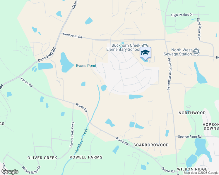 map of restaurants, bars, coffee shops, grocery stores, and more near 5713 Honeycutt Road in Holly Springs