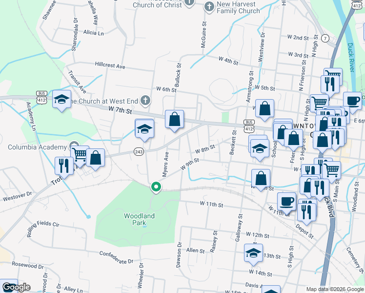 map of restaurants, bars, coffee shops, grocery stores, and more near 803 Rainey Street in Columbia