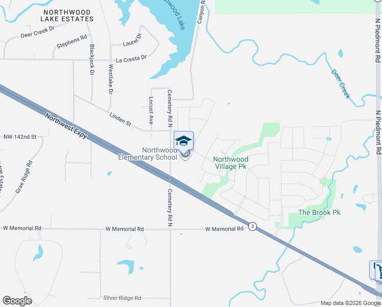 map of restaurants, bars, coffee shops, grocery stores, and more near 12848 Northwest 140th Terrace in Piedmont