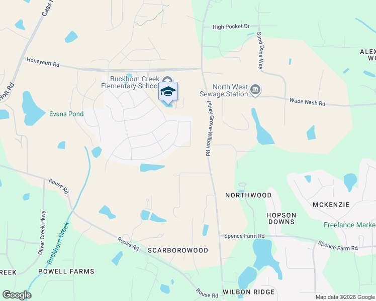 map of restaurants, bars, coffee shops, grocery stores, and more near 119 Novello Way in Holly Springs