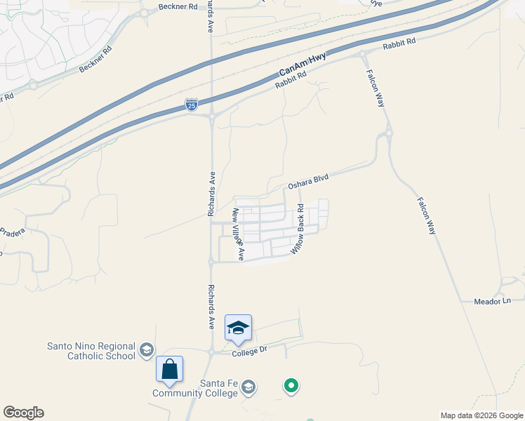 map of restaurants, bars, coffee shops, grocery stores, and more near 24 Flower Garland Road in Santa Fe