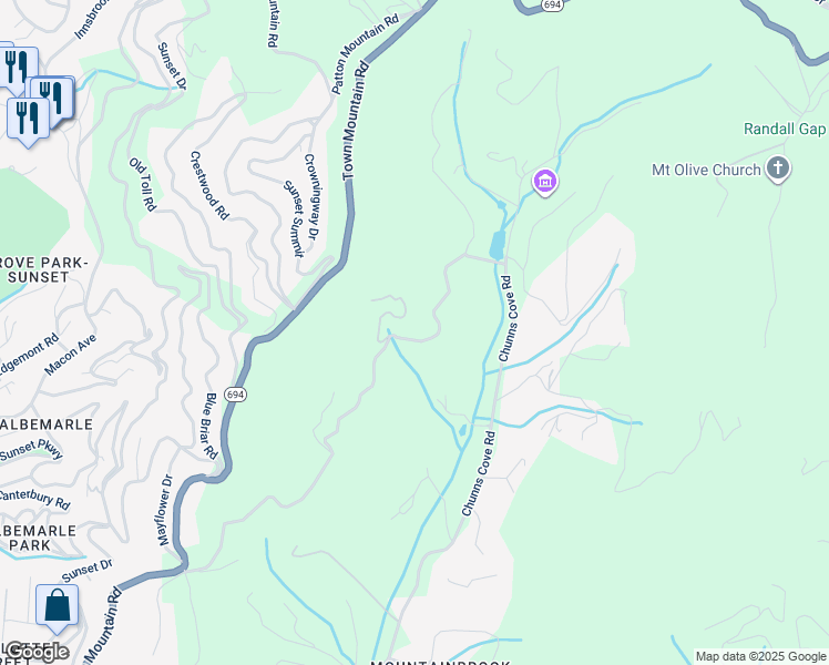 map of restaurants, bars, coffee shops, grocery stores, and more near 81 Vance Gap Road in Asheville