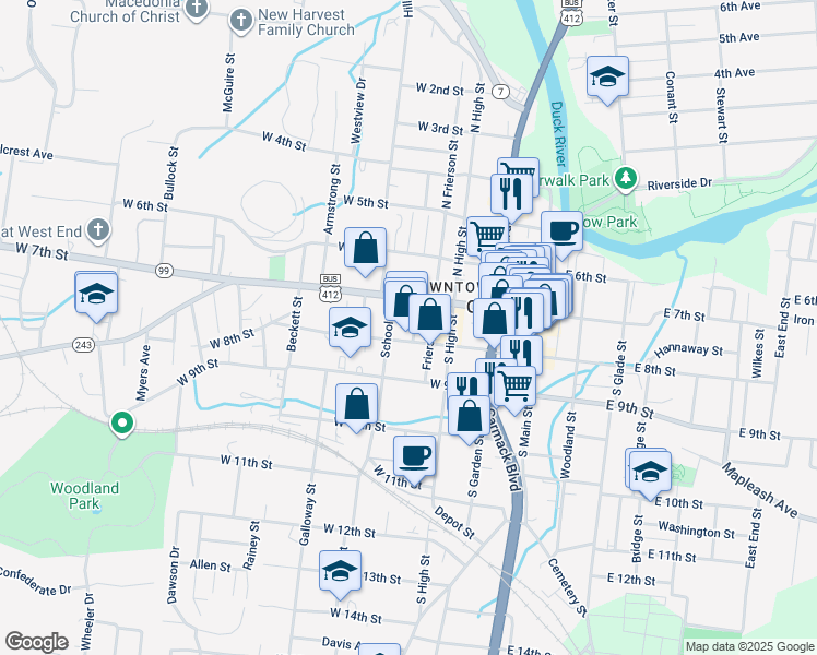 map of restaurants, bars, coffee shops, grocery stores, and more near 806 Walker Street in Columbia