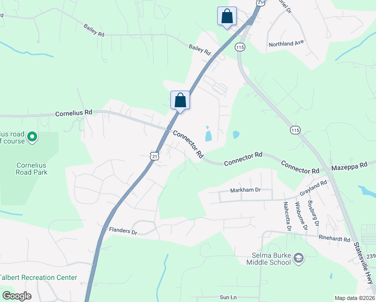 map of restaurants, bars, coffee shops, grocery stores, and more near 129 Laura Road in Mooresville