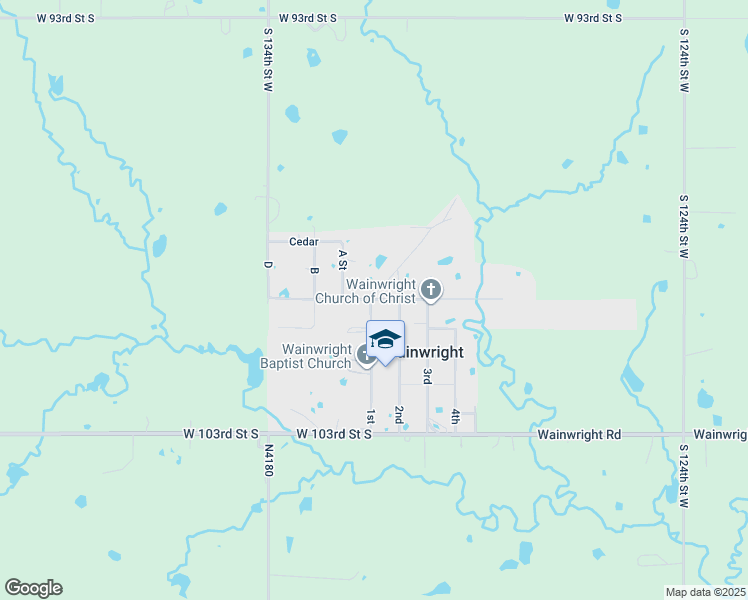 map of restaurants, bars, coffee shops, grocery stores, and more near in Wainwright