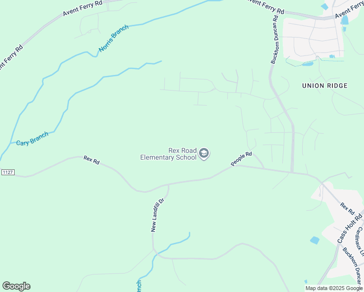 map of restaurants, bars, coffee shops, grocery stores, and more near 6101 Rex Road in Holly Springs