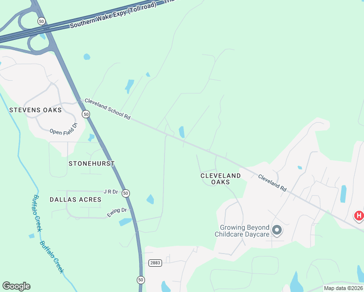 map of restaurants, bars, coffee shops, grocery stores, and more near 7228 Cleveland School Road in Garner