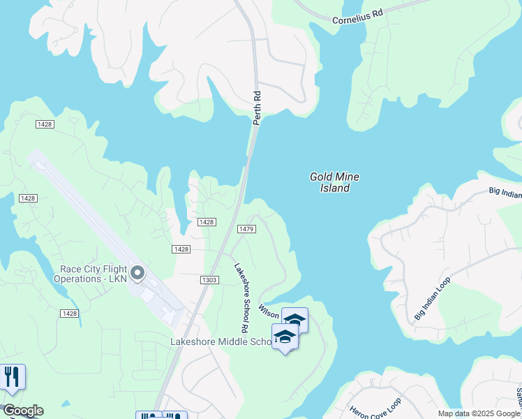 map of restaurants, bars, coffee shops, grocery stores, and more near 163 Wilson Lake Rd in Mooresville