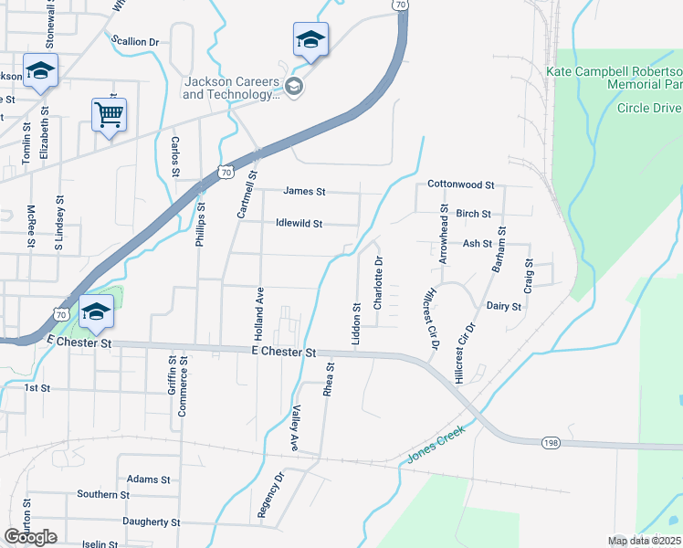 map of restaurants, bars, coffee shops, grocery stores, and more near 95 Liddon Street in Jackson