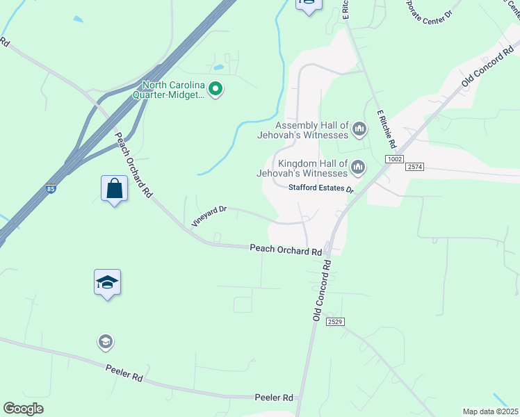 map of restaurants, bars, coffee shops, grocery stores, and more near 260 Vineyard Drive in Salisbury