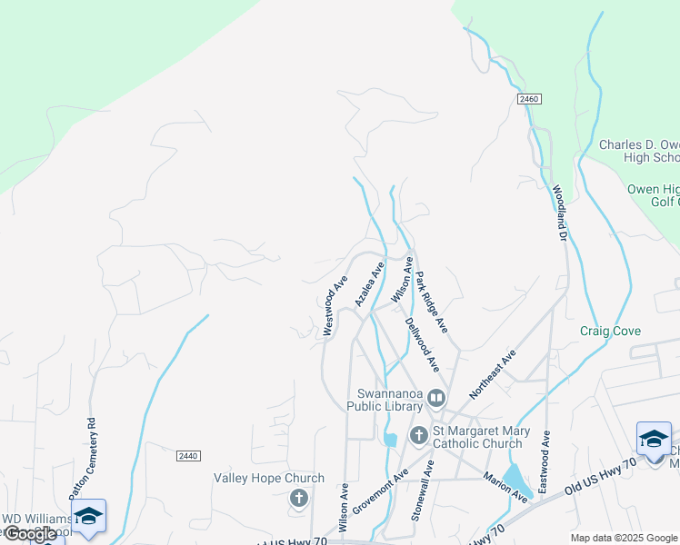 map of restaurants, bars, coffee shops, grocery stores, and more near 225 Westwood Avenue in Swannanoa