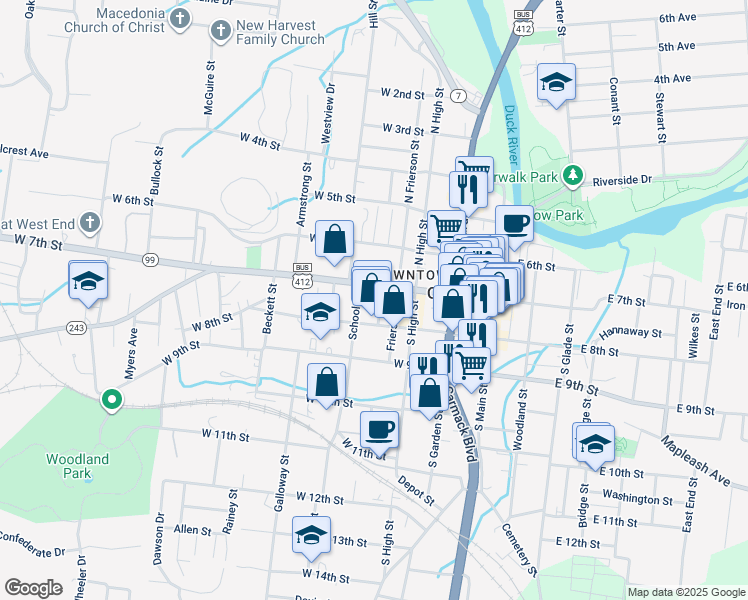 map of restaurants, bars, coffee shops, grocery stores, and more near 806 Walker Street in Columbia