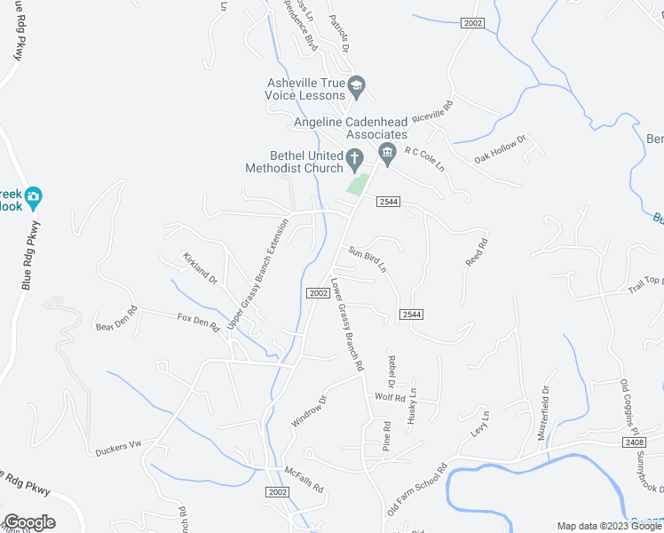 map of restaurants, bars, coffee shops, grocery stores, and more near 990 Riceville Road in Asheville