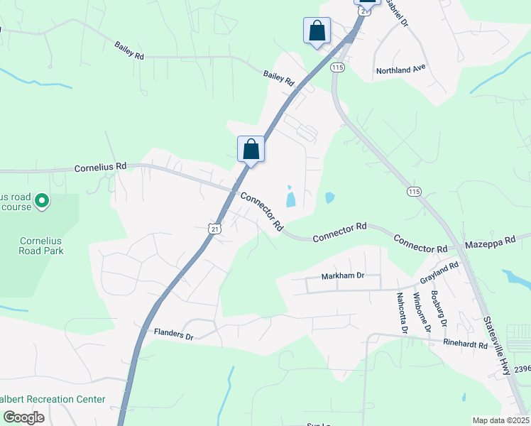map of restaurants, bars, coffee shops, grocery stores, and more near 137 Adventure Lane in Mooresville