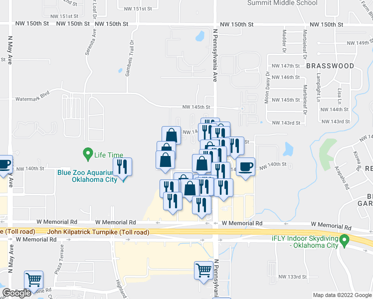 map of restaurants, bars, coffee shops, grocery stores, and more near 14 in Oklahoma City