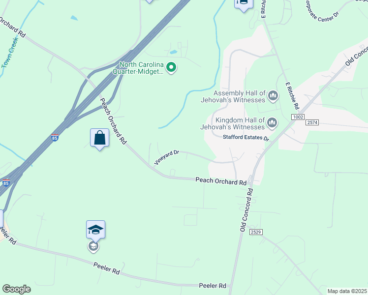 map of restaurants, bars, coffee shops, grocery stores, and more near 260 Vineyard Drive in Salisbury