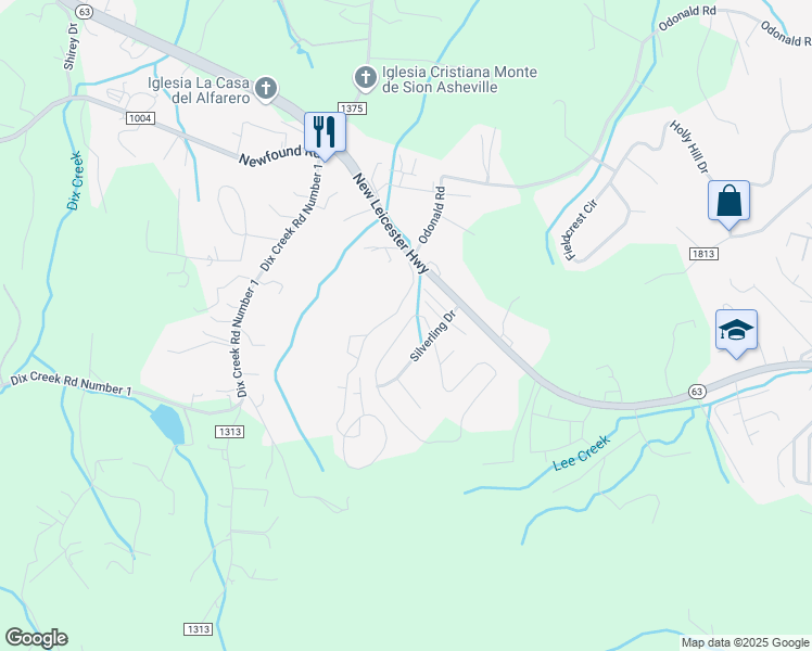 map of restaurants, bars, coffee shops, grocery stores, and more near 18 Azure Sage Way in Asheville