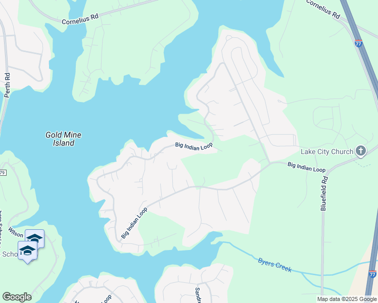 map of restaurants, bars, coffee shops, grocery stores, and more near 602 Big Indian Loop in Mooresville