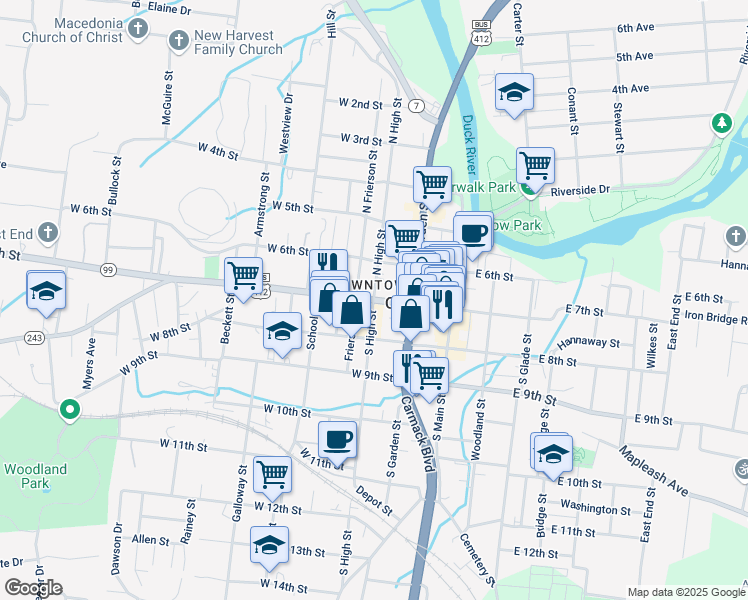 map of restaurants, bars, coffee shops, grocery stores, and more near in Columbia