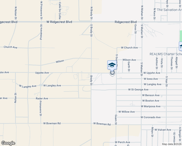 map of restaurants, bars, coffee shops, grocery stores, and more near 2206 West Upjohn Avenue in Ridgecrest