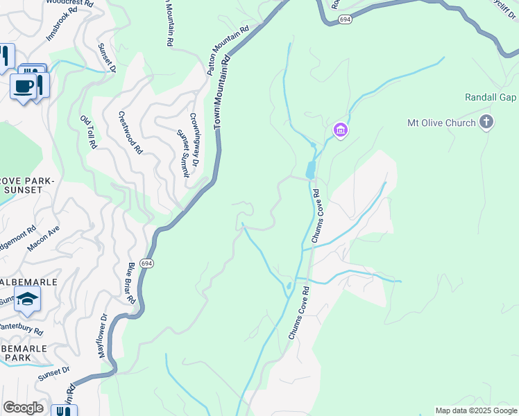 map of restaurants, bars, coffee shops, grocery stores, and more near 81 Vance Gap Road in Asheville