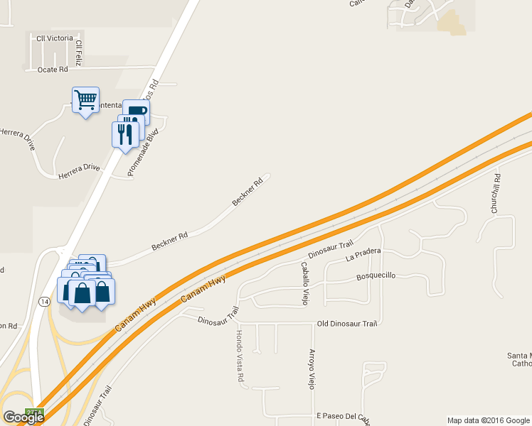 map of restaurants, bars, coffee shops, grocery stores, and more near 4980 Beckner Road in Santa Fe