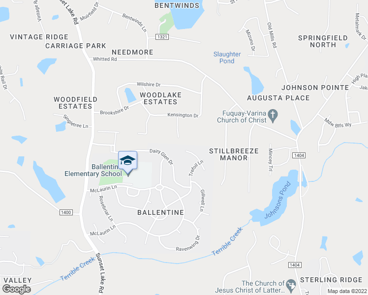 map of restaurants, bars, coffee shops, grocery stores, and more near 1405 Wesser Court in Fuquay Varina