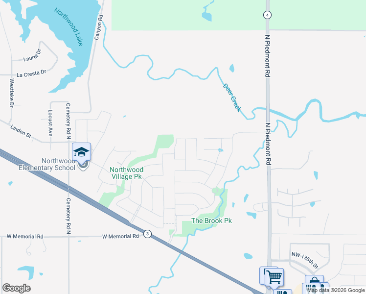 map of restaurants, bars, coffee shops, grocery stores, and more near 13805 North Piedmont Road in Piedmont