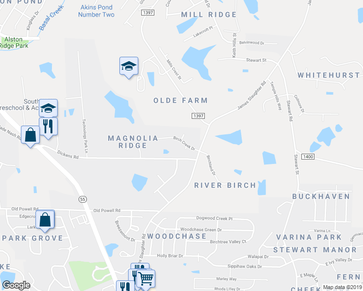 map of restaurants, bars, coffee shops, grocery stores, and more near 600 Brook Meadow Court in Fuquay Varina