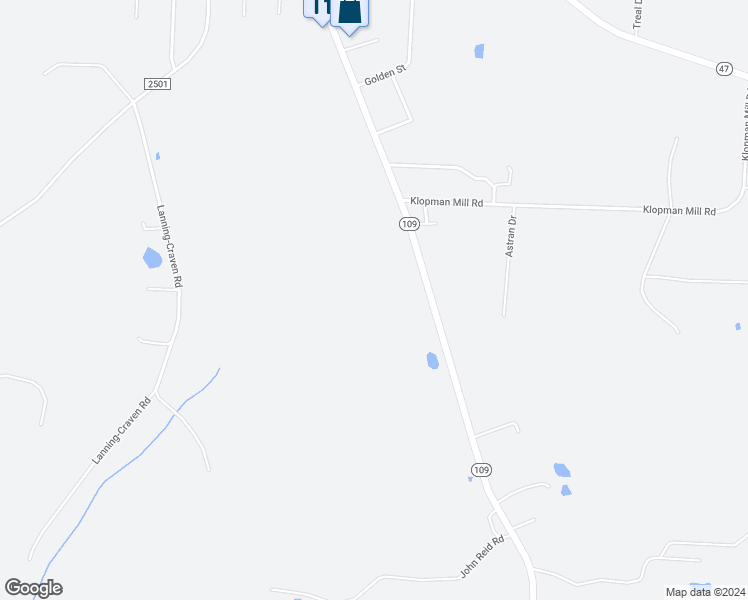 map of restaurants, bars, coffee shops, grocery stores, and more near North Carolina 109 in Denton