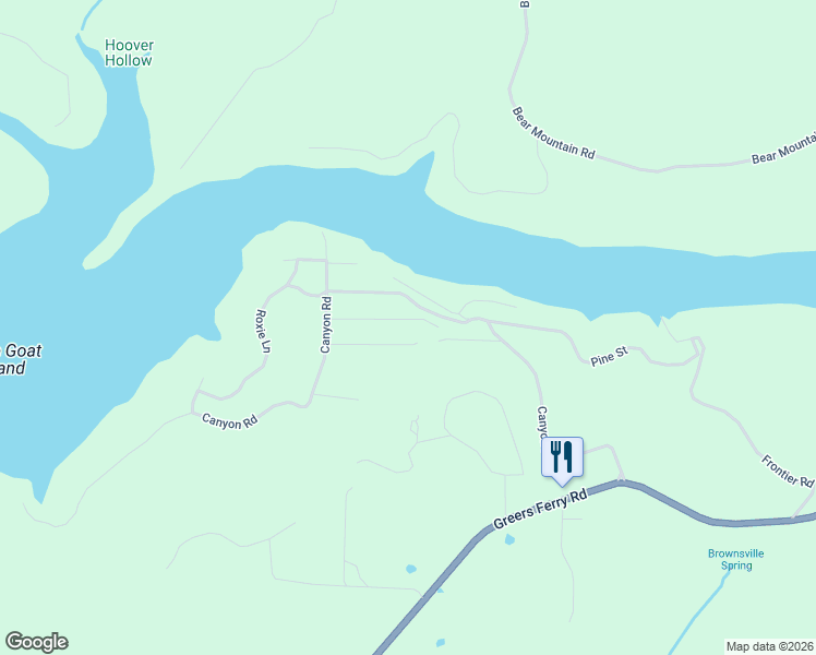 map of restaurants, bars, coffee shops, grocery stores, and more near 90 Oak Street East in Greers Ferry