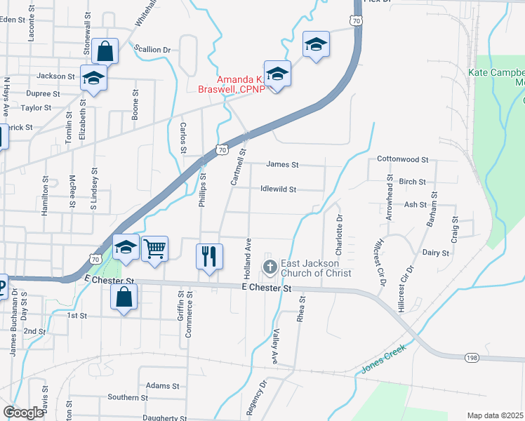 map of restaurants, bars, coffee shops, grocery stores, and more near 124 Holland Avenue in Jackson