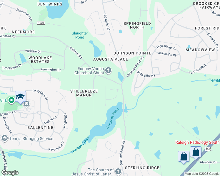 map of restaurants, bars, coffee shops, grocery stores, and more near 2411 Crescent Hill Drive in Fuquay-Varina