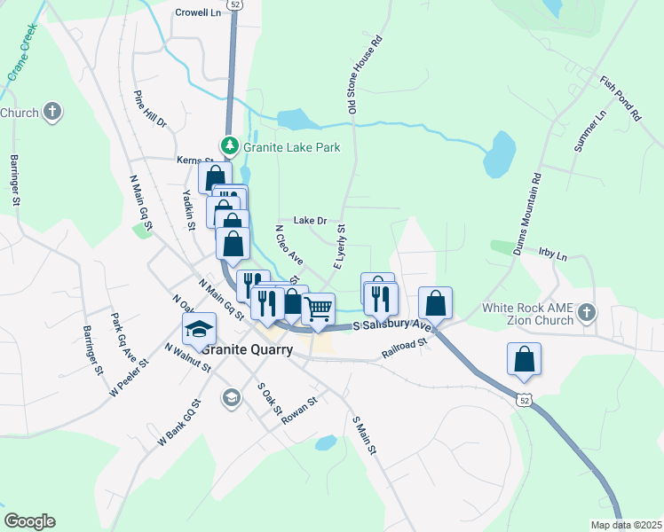 map of restaurants, bars, coffee shops, grocery stores, and more near 409 East Lyerly Street in Salisbury