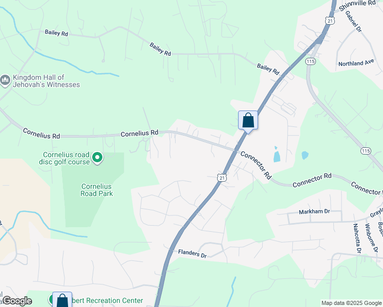 map of restaurants, bars, coffee shops, grocery stores, and more near 149 Cornelius Road in Mooresville